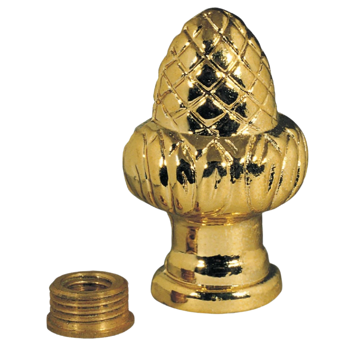 Elegant Westinghouse Brass Acorn Lamp Finial and Finial Thread Reducer Excellent