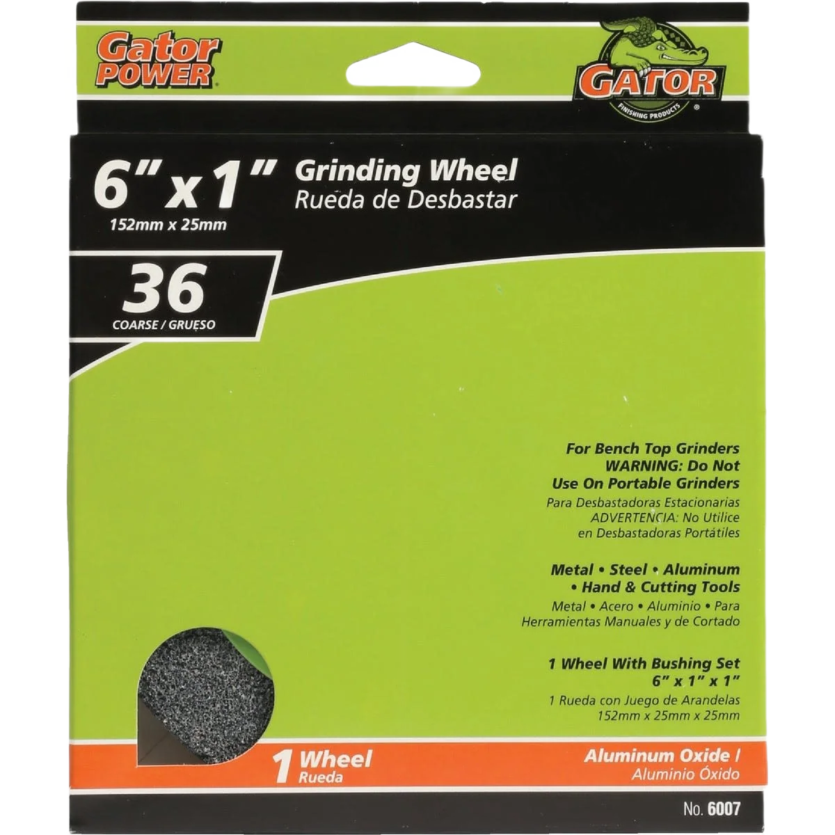 Reusable Gator Blade 6 x 1 In. Bench Grinding Wheel 36 Grit Clean