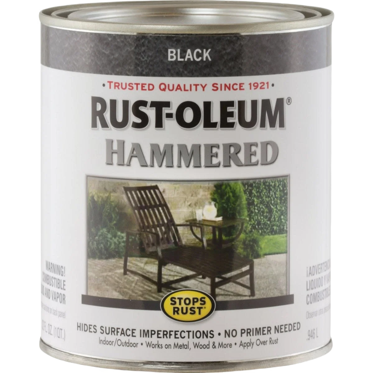 Durable Rust-Oleum Hammered Black Paint 1 Quart Soft