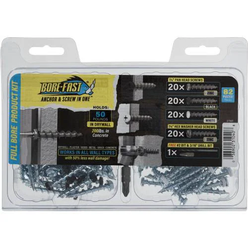 Quality Hillman BOREFAST Full Product Kit w Pan Hex Washer Heads 80 Pieces Selected