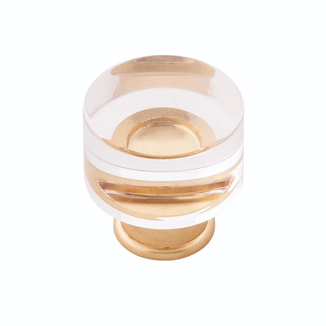 Official Hickory Hardware 1-1 4 Crysacrylic with Brushed Golden Brass Midway Knob Superior