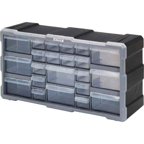 Elite Quantum Storage 22-Drawer Clear Plastic Parts Drawer Cabinet Traditional