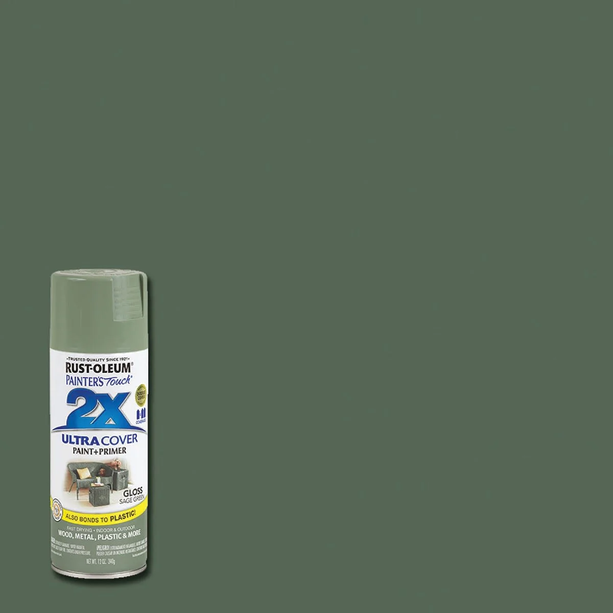 Luxury Rust-Oleum Painters’ Touch 2X Sage Green Gloss Spray Paint Primer 12 oz. Fine