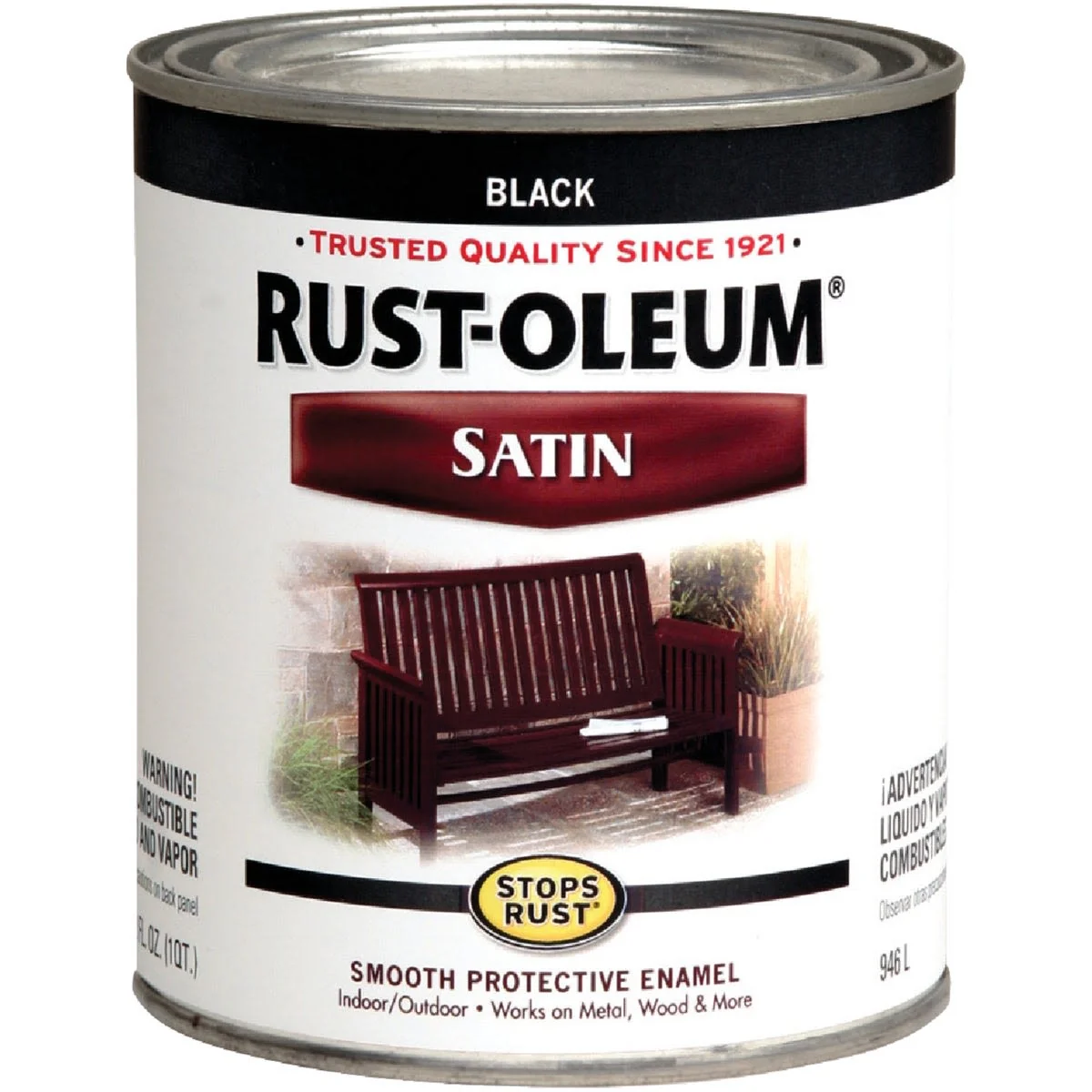 Easy-to-Use Rust-Oleum Stops Rust Satin Black Protective Enamel Brush-On Paint 1 Quart Original Design