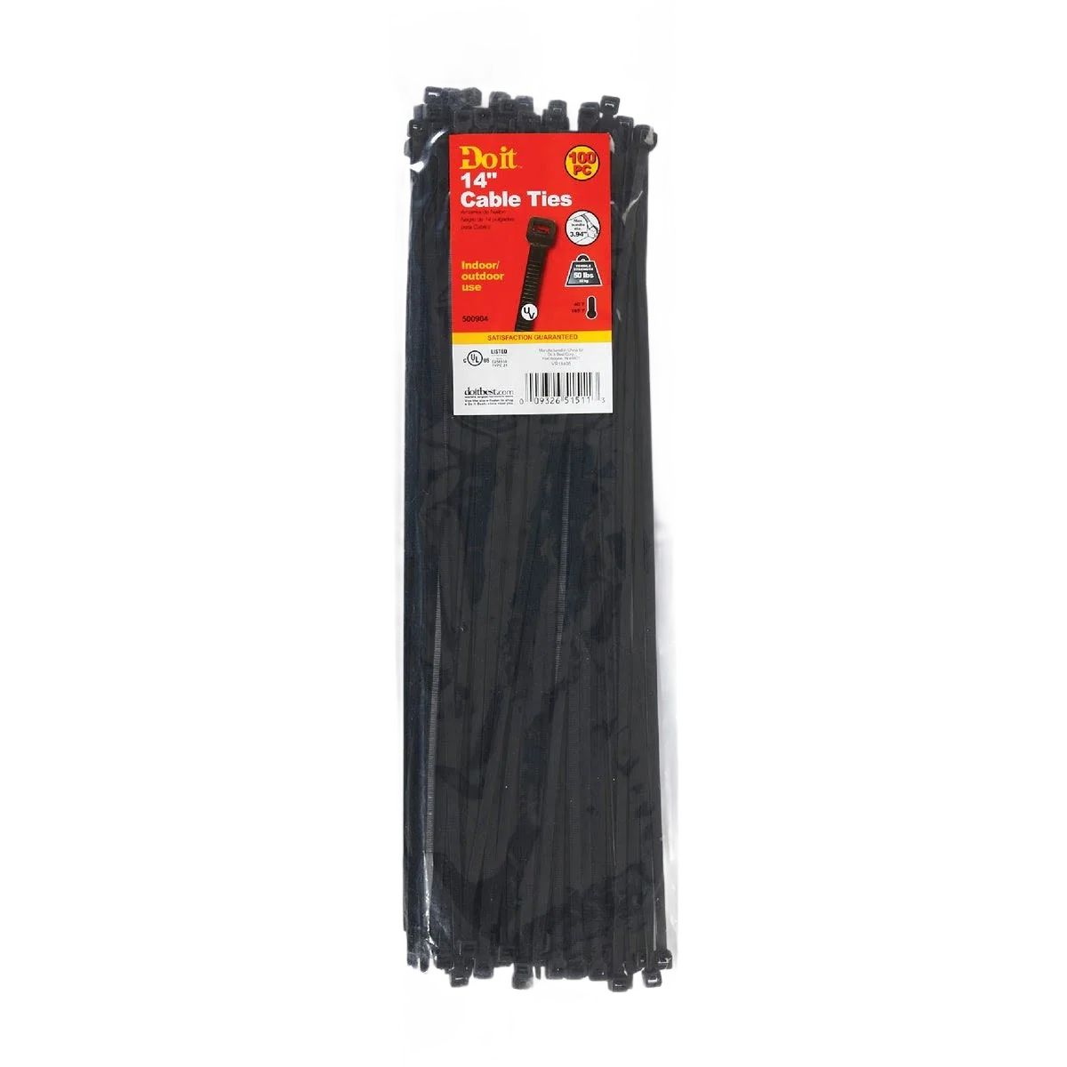 Contemporary Do it 14 In. x 0.189 In. Black Molded Weather Resistant Cable Tie 100-Pack Advanced