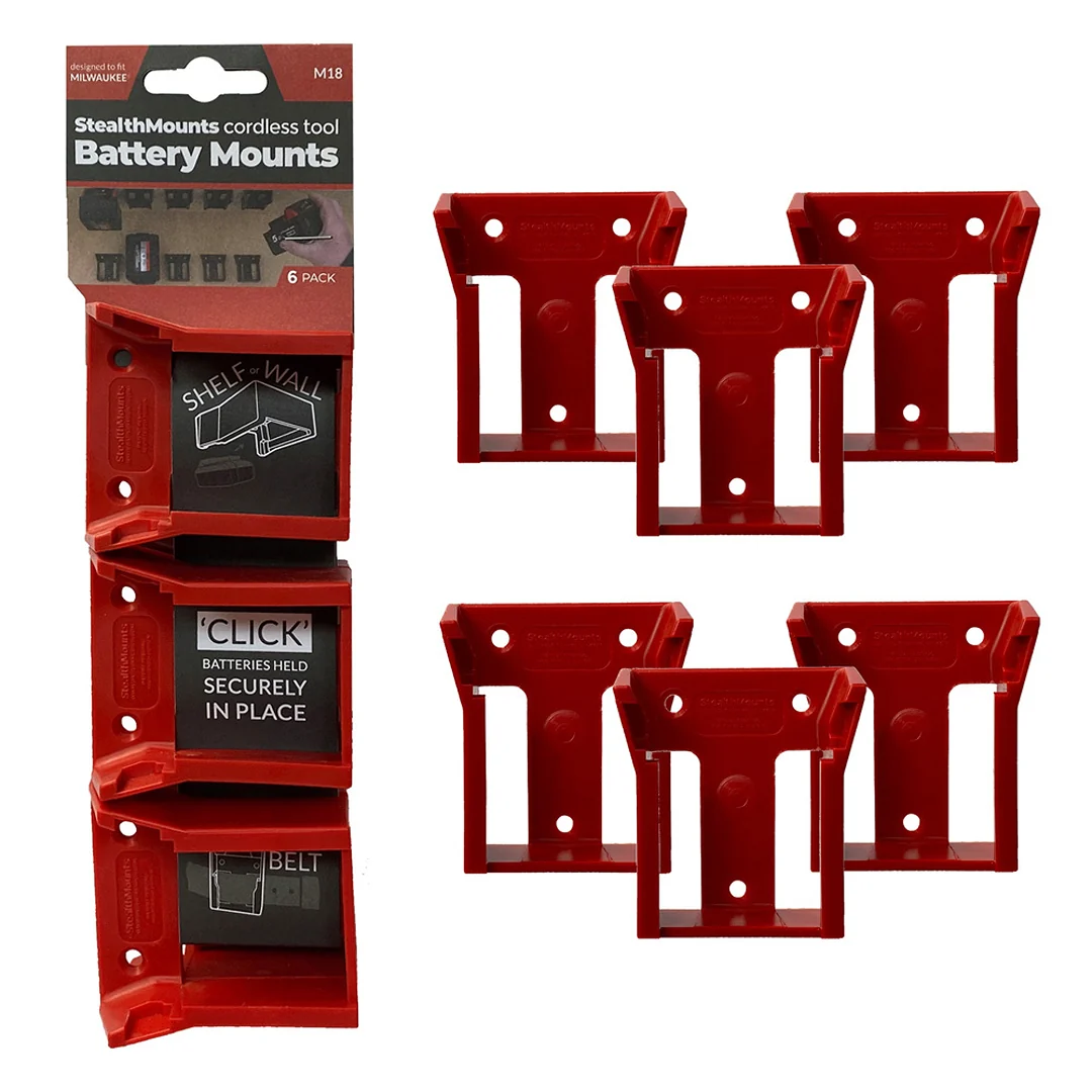 Comfortable StealthMounts Milwaukee M18™ Red Battery Mounts 6-Pack Original