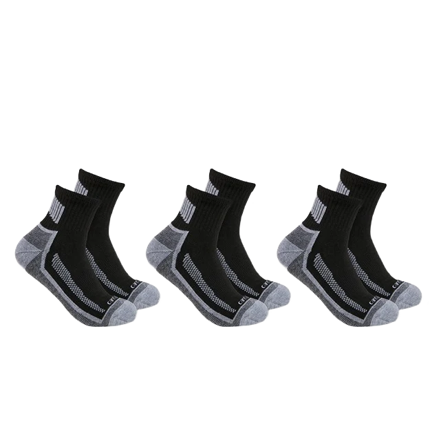 Lightweight Carhartt Men’s Large Force Midweight Quarter Socks 3-Pk Durable