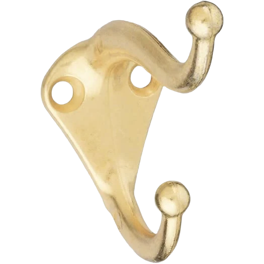 Genuine National Hardware Brass Coat Hat Hook 2-Pack Eco-Friendly