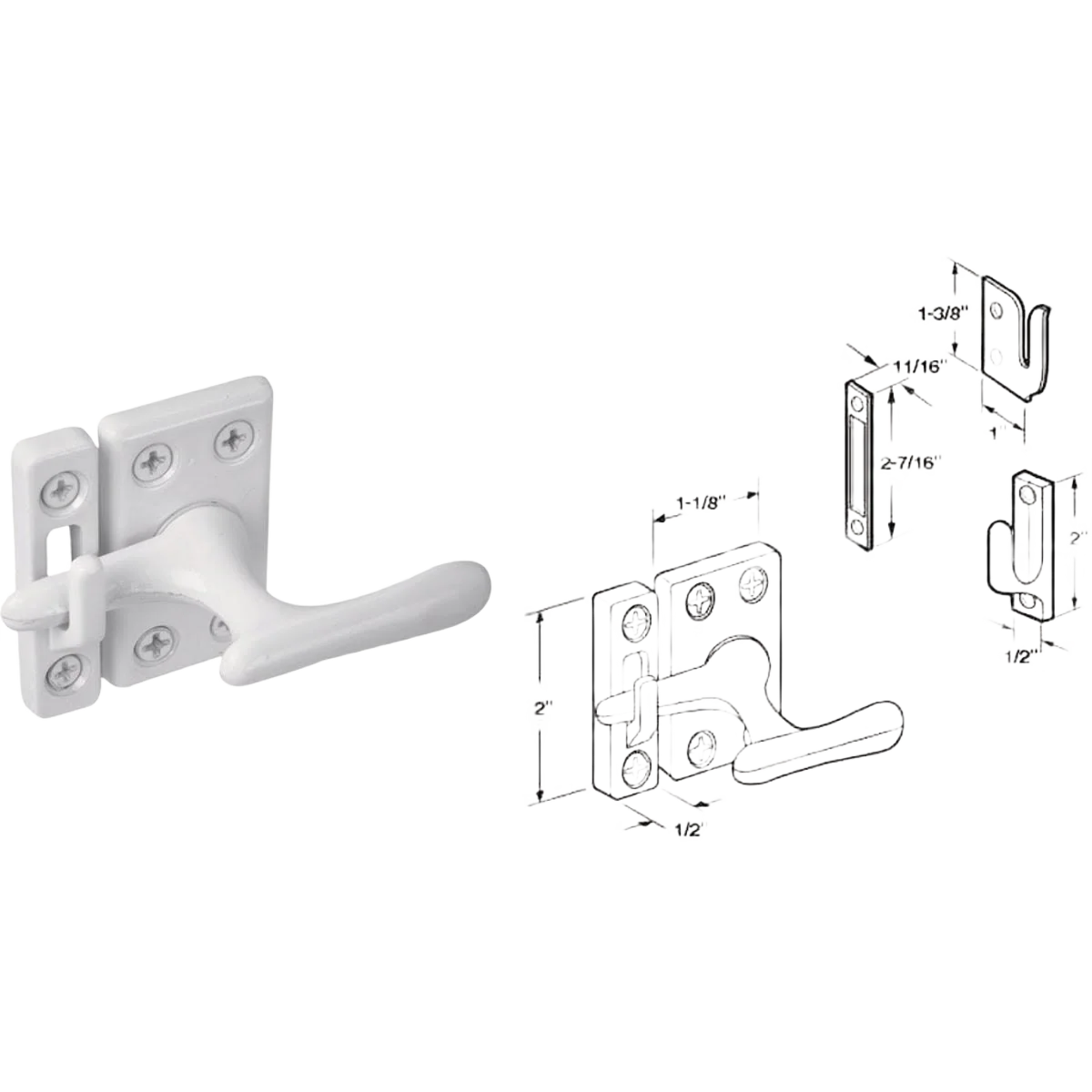 Relaxed Prime-Line Universal Casement Latch Fastener Detailed