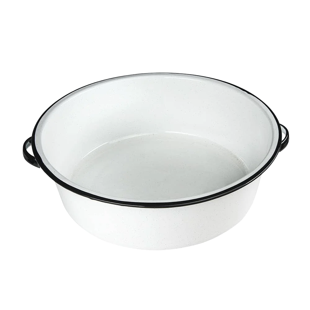 Reliable Enamelware Dish Basin with Handles – White 15 qt Innovative