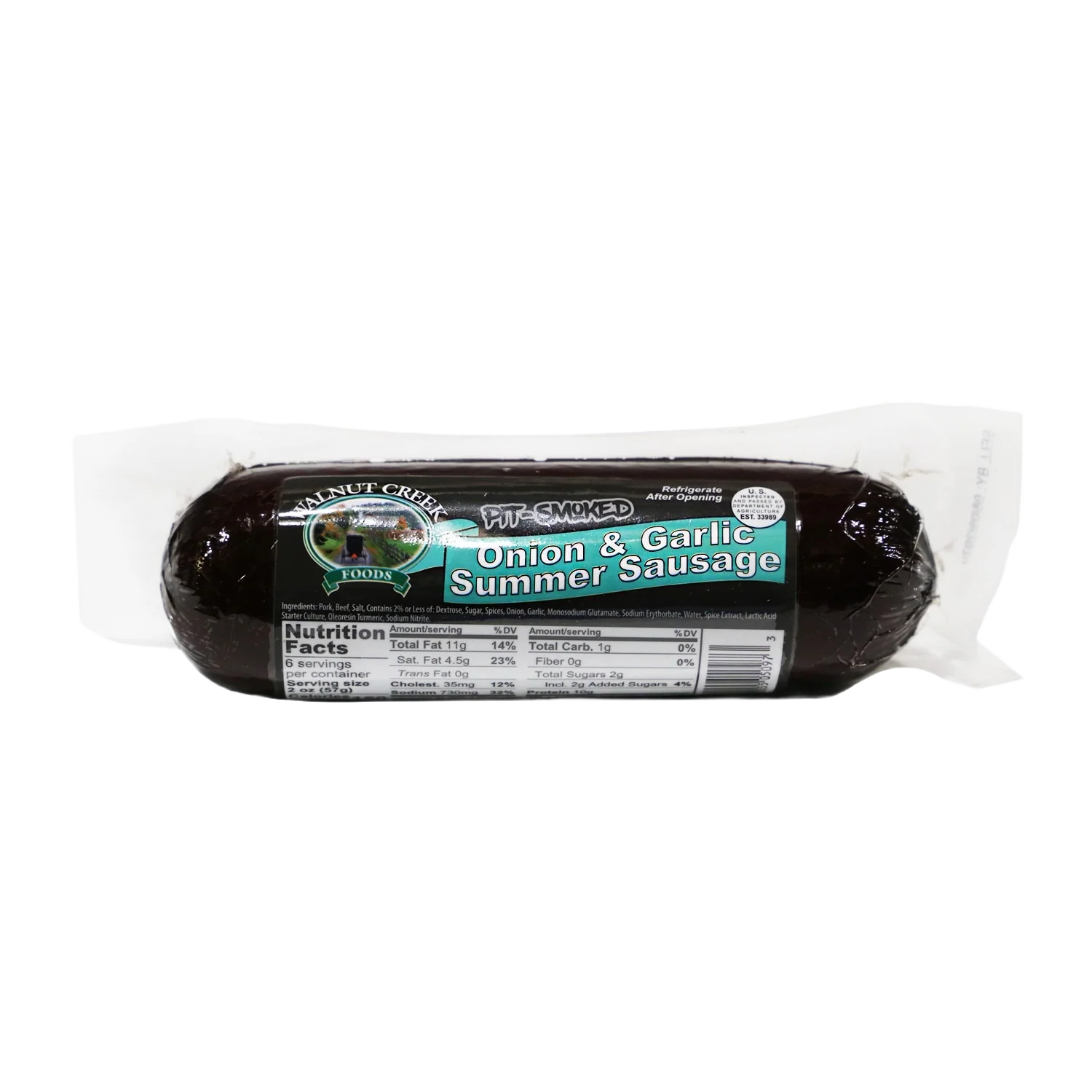Soft Walnut Creek Pit Smoked Onion Garlic Summer Sausage 12 oz. High-Grade