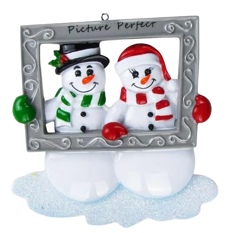 Recyclable PolarX Personalized Snow Couple Holding Frame Ornament Flexible