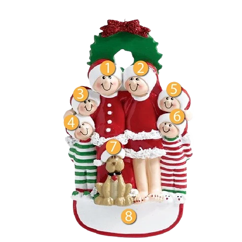 Carefully Designed Rudolph Me Personalized Christmas Family of 6 with Dog Ornament Functional