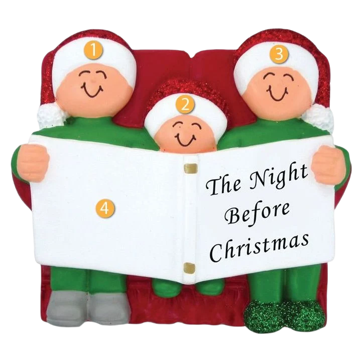 Sophisticated Ornament Central Personalized 3 People Read The Night Before Christmas Ornament Classic