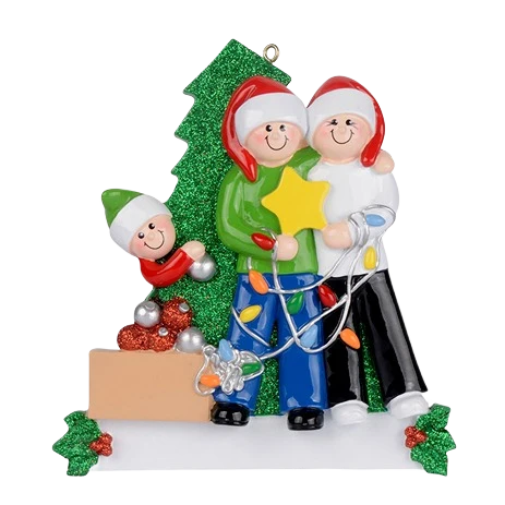 Lightweight Rudolph Me Personalized Family of Three Decorating Ornament Modern