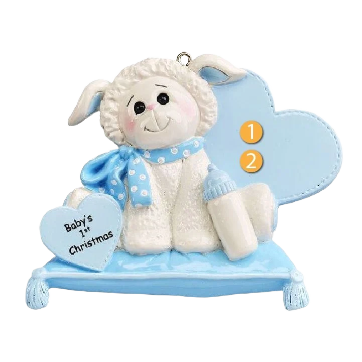 Elegant Rudolph Me Personalized Blue Baby Lamb Ornament Long-Lasting
