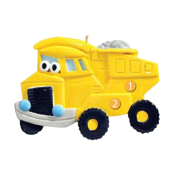 Easy-to-Use Rudolph Me Personalized Yellow Dump Truck Toy Ornament Expertly Made
