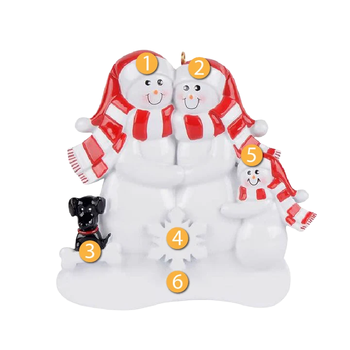 Reliable Rudolph Me Personalized Snow Family of 3 with Black Dog Ornament Comfortable