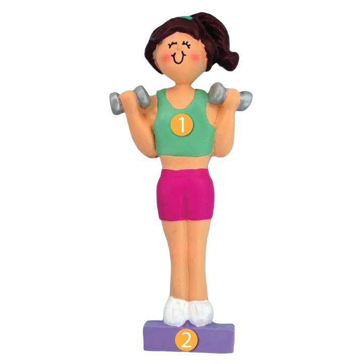 Environmentally Friendly Ornament Central Personalized Brunette Female Weight Lifter Ornament Carefully Designed