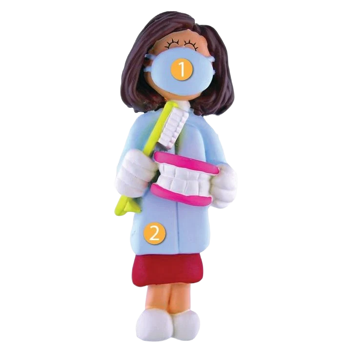 Versatile Ornament Central Personalized Brunette Female Hygienist Ornament Smooth
