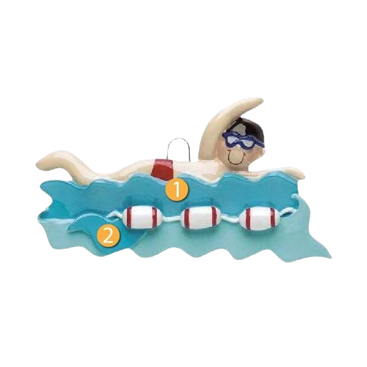 Relaxed Rudolph Me Personalized Boy Swimmer in Water Ornament Artisan