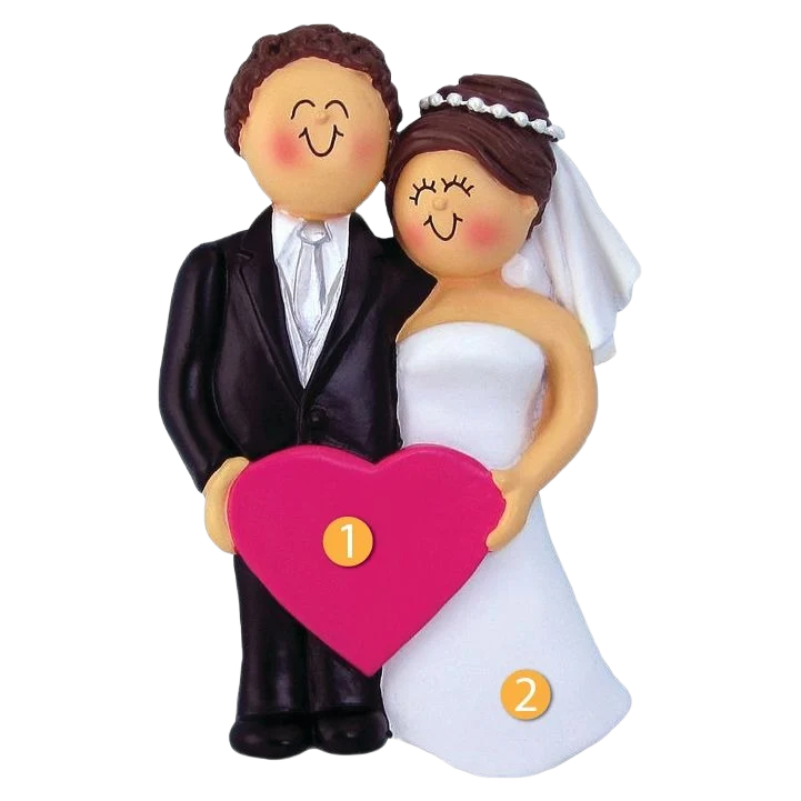 Reusable Ornament Central Personalized Brunette Wedding Couple Ornament Traditional
