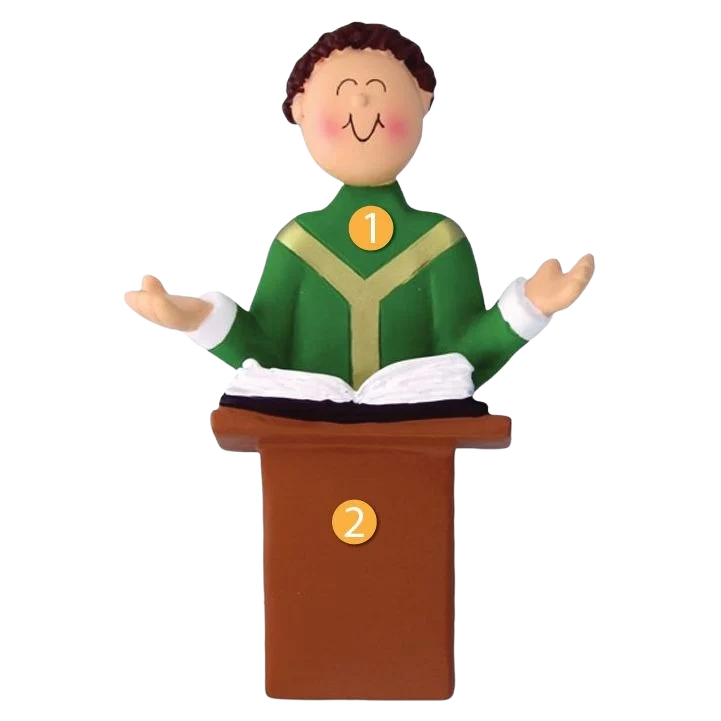 Minimalist Ornament Central Personalized Brunette Male Priest Ornament Solid