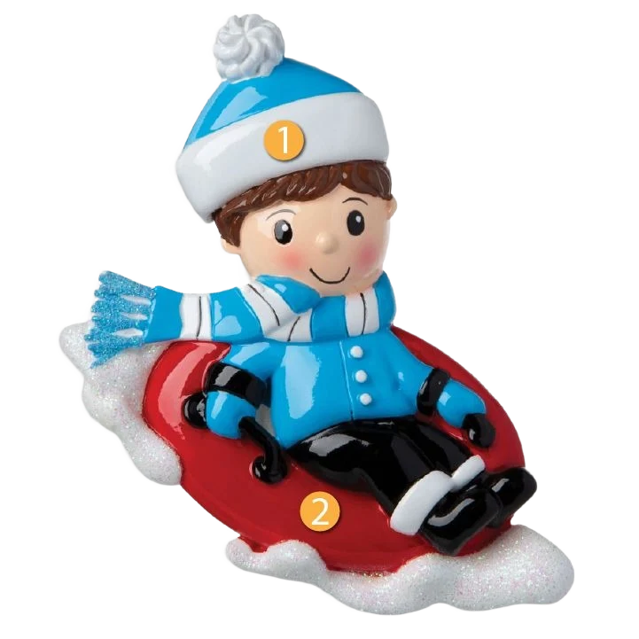 Relaxed PolarX Personalized Boy Snow Tubing Ornament Safe