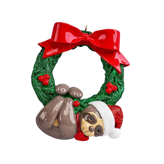 Soft Rudolph Me Personalized Sloth Wreath Ornament Minimalist