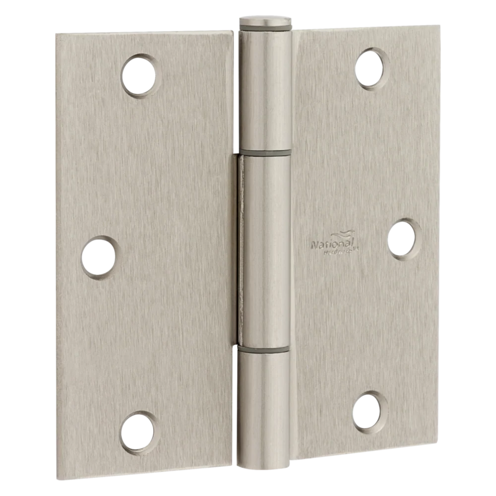 Flexible National Hardware Squeak Guard 3-1 2 Satin Nickel Hinge with Square Corner 3-Count Green