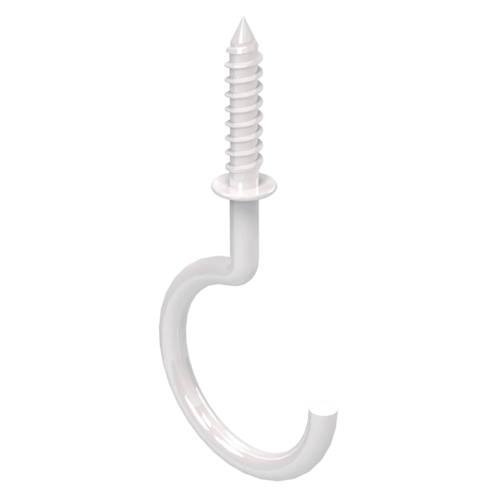 Elegant National Hardware White Vinyl-Coated Ceiling Hook 2-Pack Modern