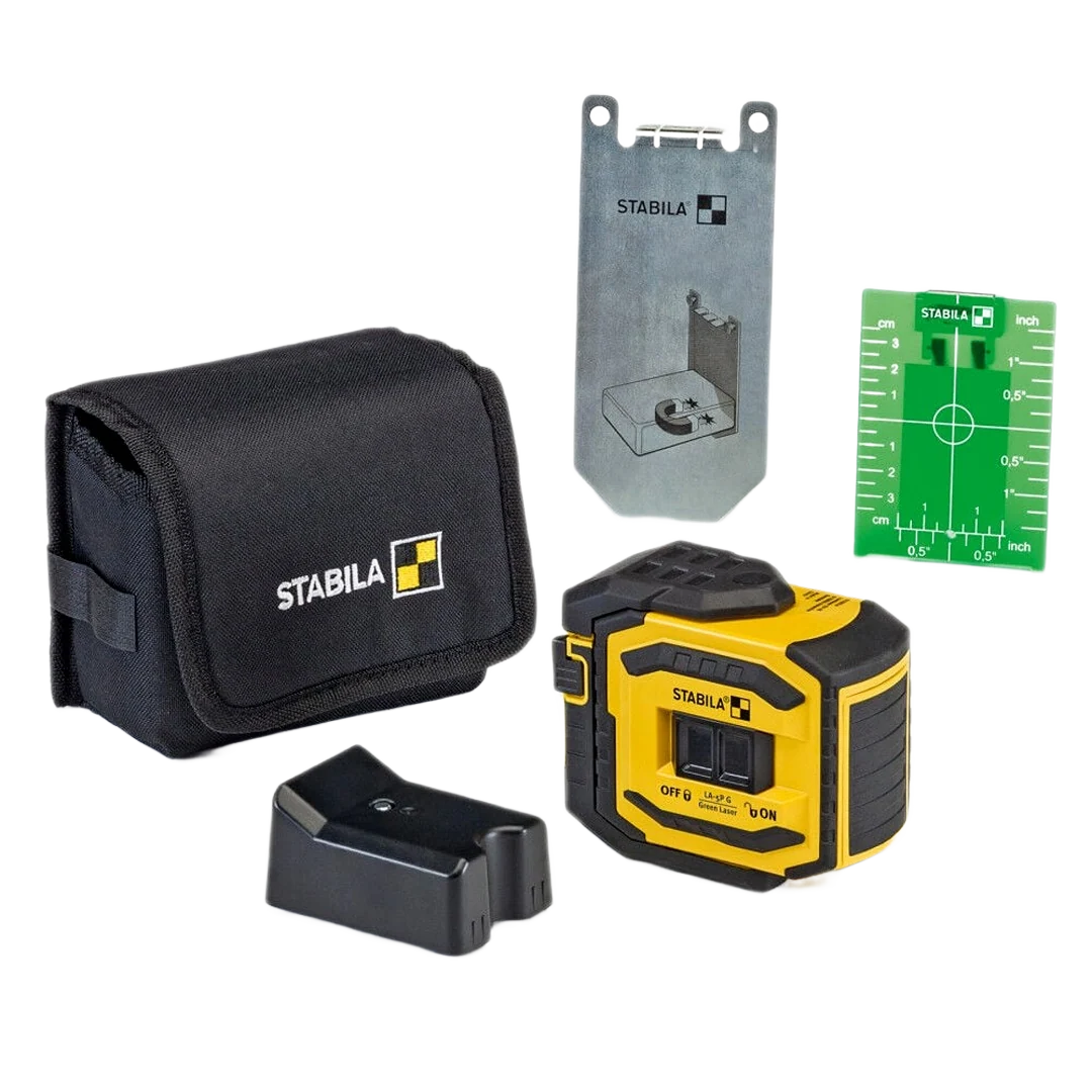 Authentic Stabila LA-5P Green 5 Point Laser Level Tool Set Minimalist