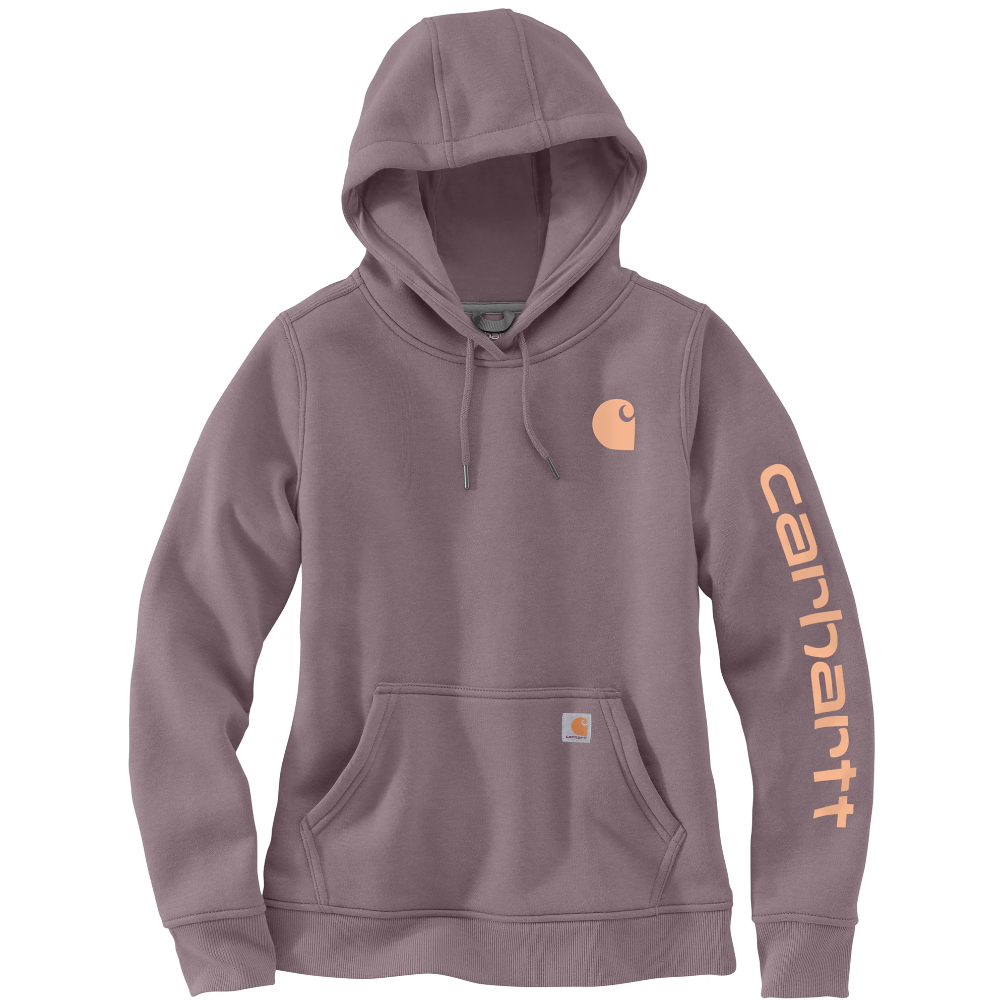 Official Carhartt Women’s Relaxed Fit Midweight Logo Sleeve Graphic Hoodie Sophisticated
