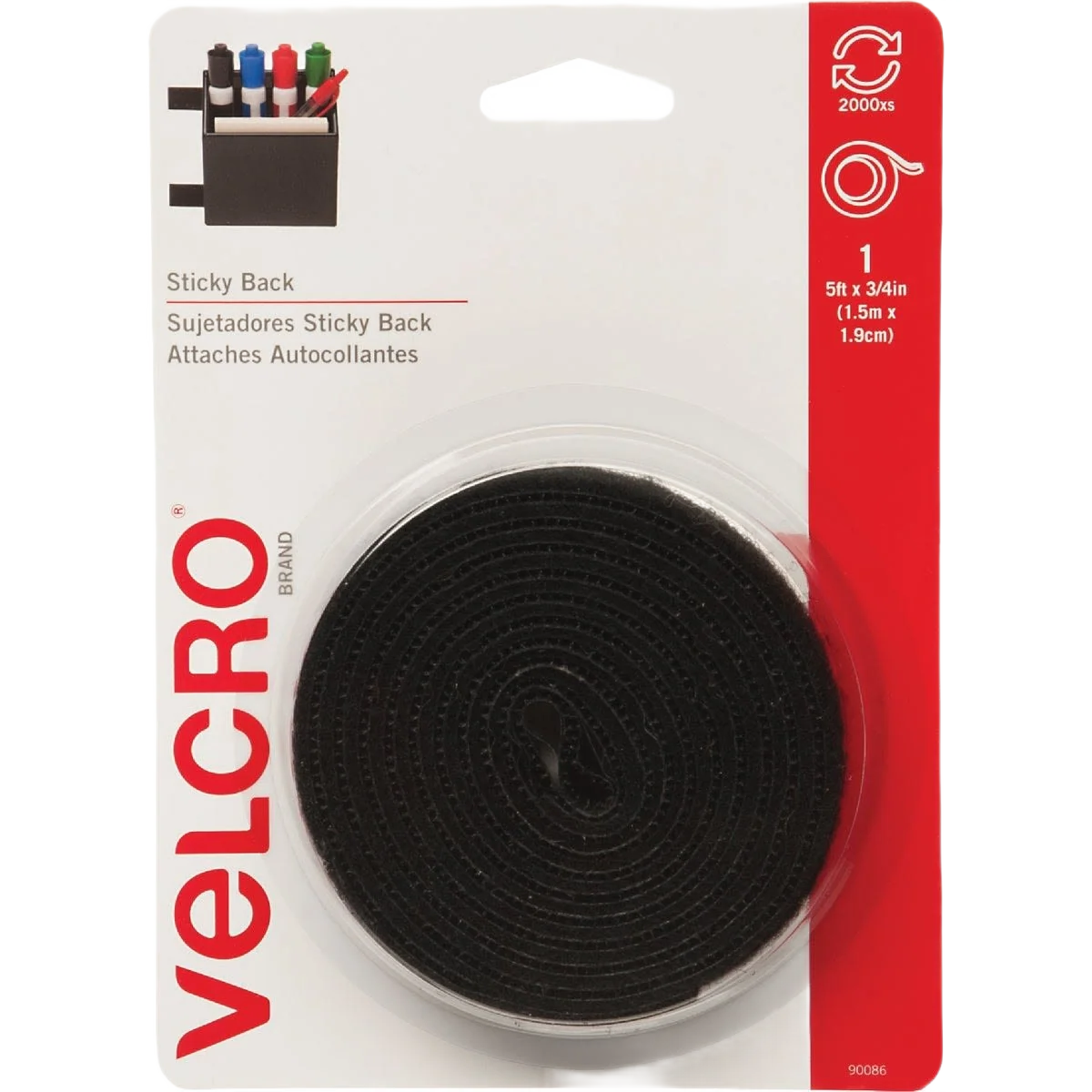 Proven VELCRO Brand Black Stick Back Reclosable Hook Loop Roll 3 4 in. x 5 ft. Clean