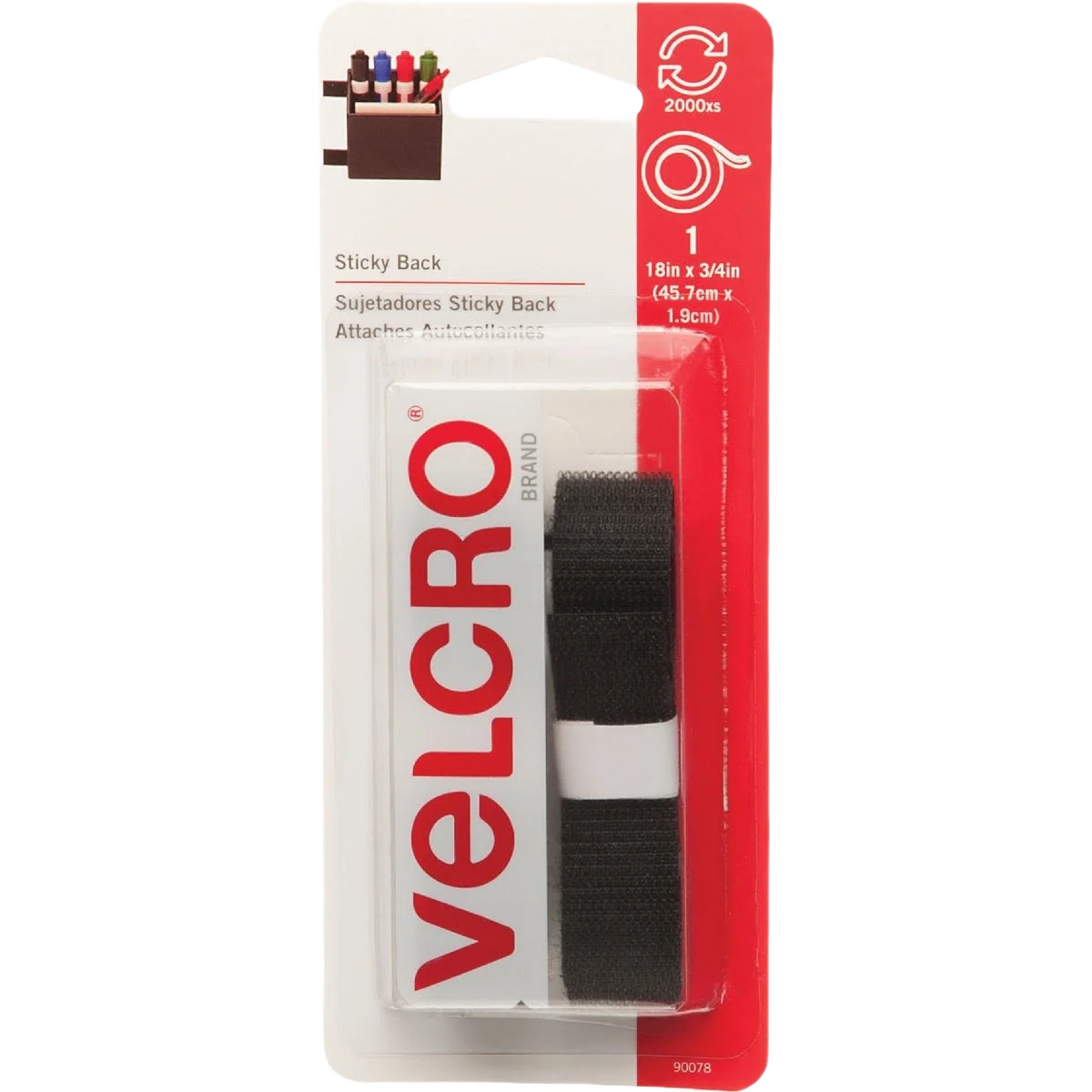 Smooth VELCRO Brand Black Hook Loop Roll 3 4 x 18 in. Optimized