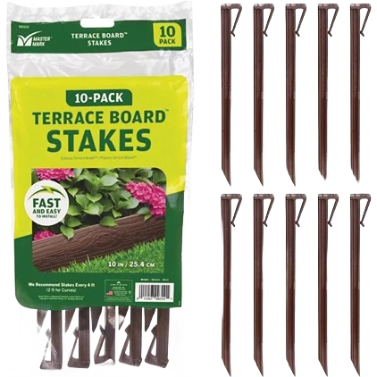 Secure Master Mark 10 Brown Terrace Board Edging Stakes 10-Pack World-Class