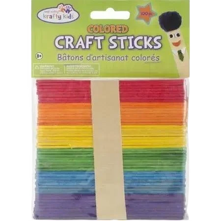 Versatile Multicraft Krafty Kids Colorful Popsicle Sticks 100-Pack High-Performance