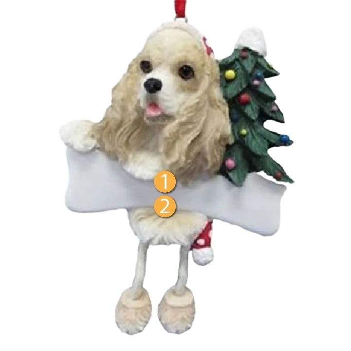 Fashionable E S Pets Personalized Cocker Spaniel Dangling Legs Ornament Secure