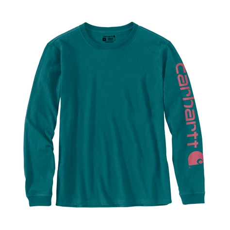 Advanced Carhartt Women’s XS Shaded Spruce Long Logo Sleeve Graphic Shirt Traditional