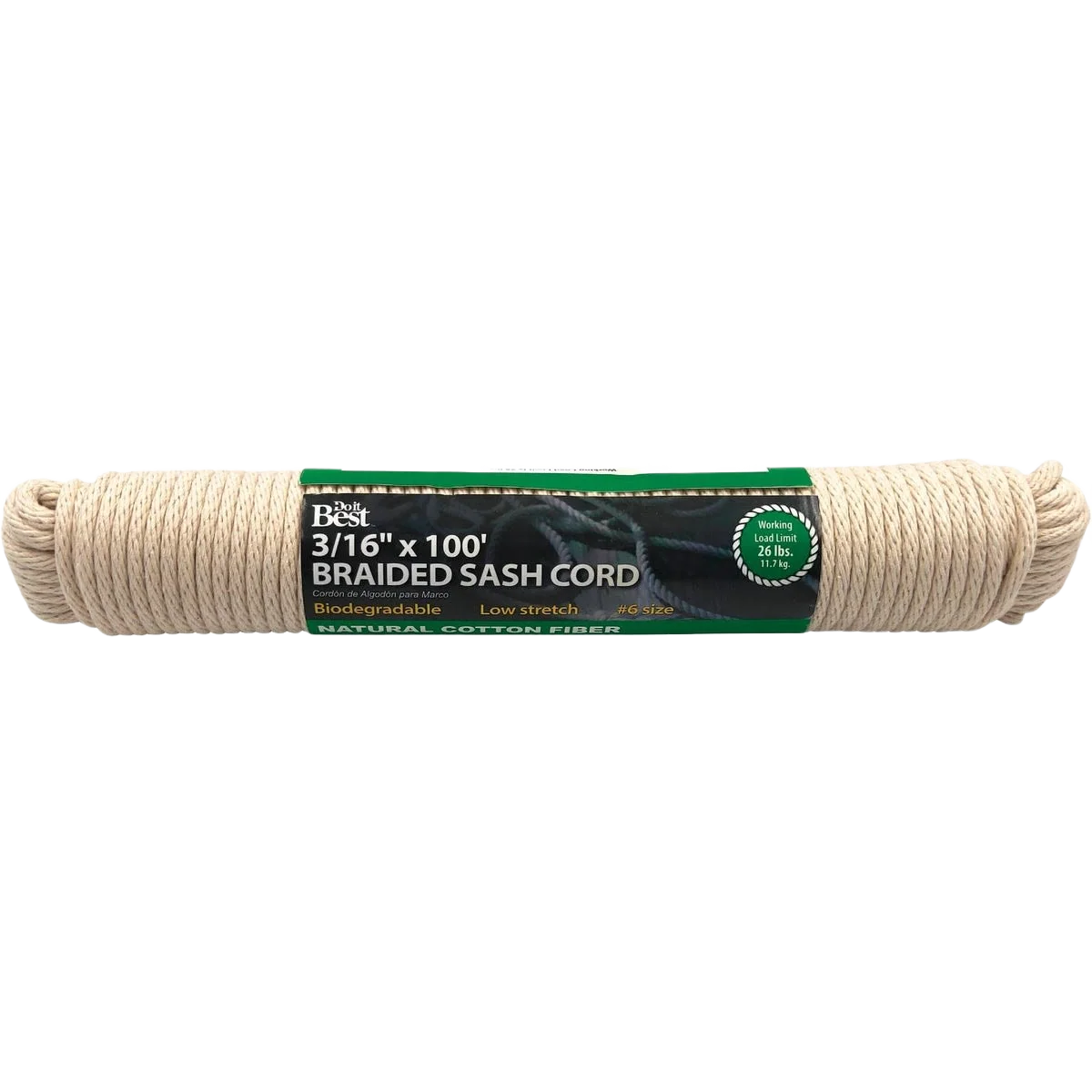 Expertly Made Do it White Solid Braided Cotton Sash Cord 3 16 In. x 100 Ft. Selected