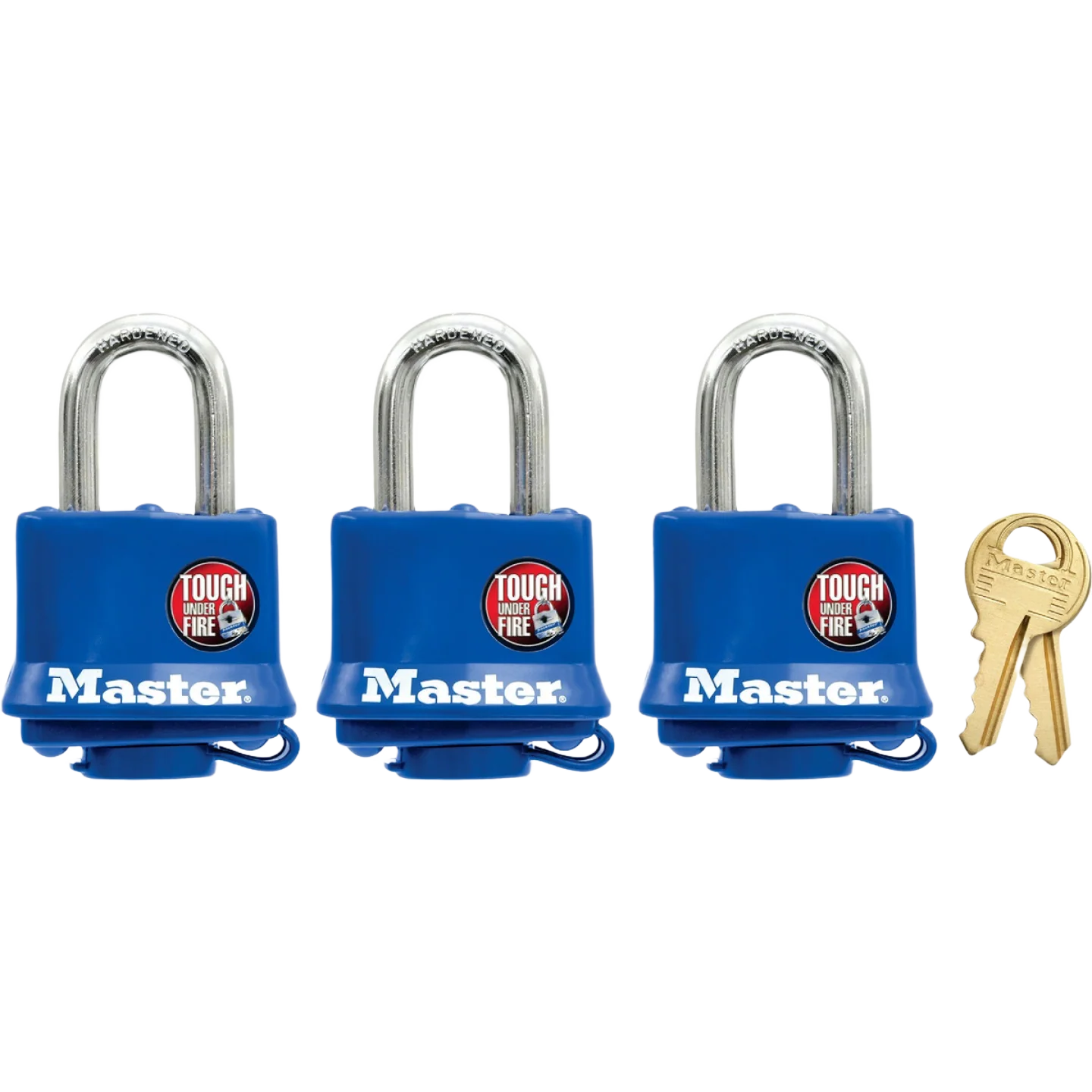 Organic Master Lock Blue Covered Laminated Steel Pin Tumbler Padlock 3-Pack High-End