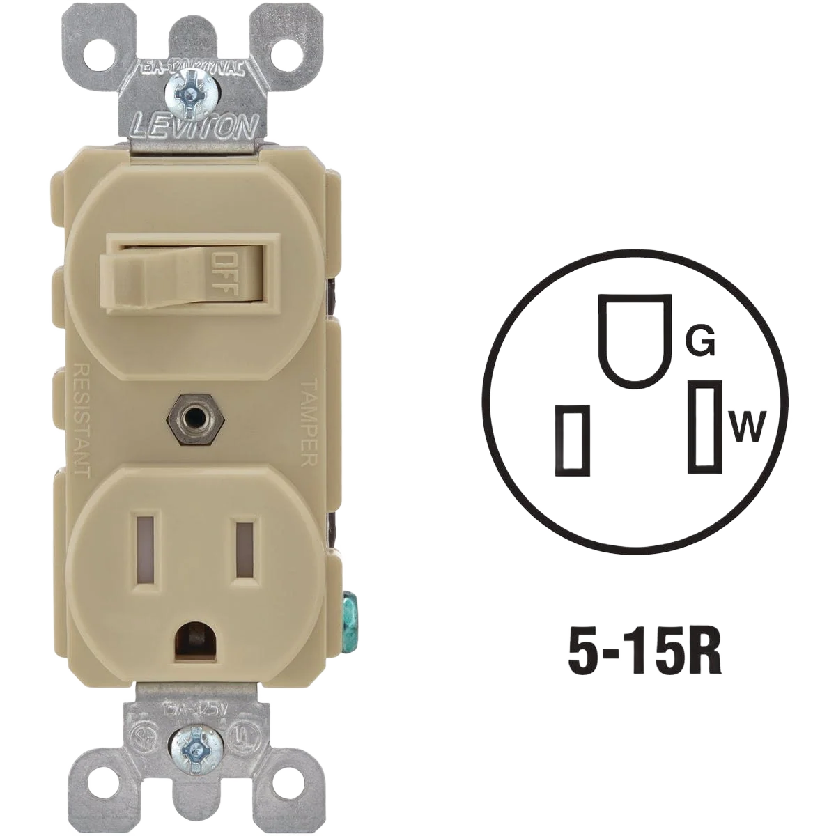 Optimized Leviton Ivory 15 Amp Commercial Grade Switch Outlet Recyclable