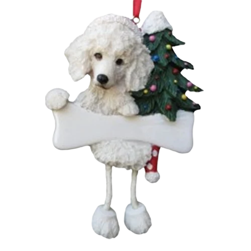 Luxury E S Pets Personalized White Poodle Dangling Legs Ornament Eco-Friendly