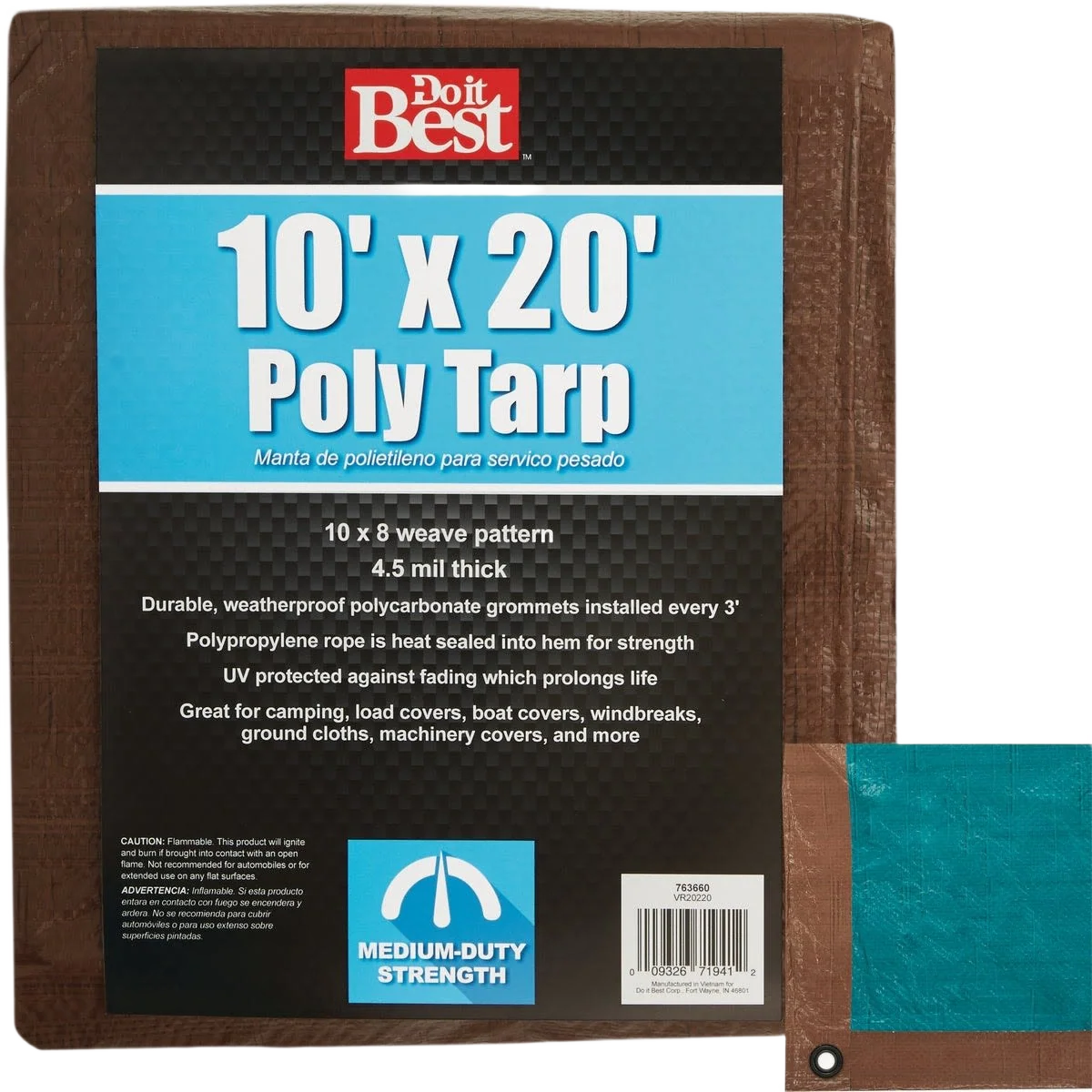 Natural Do it Brown Green Medium Duty Poly Tarp 10 Ft. x 20 Ft. Fine