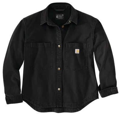 Advanced Carhartt Women’s Med Black Rugged Flex reg Loose Fit Heavyweight Duck Overshirt Superior