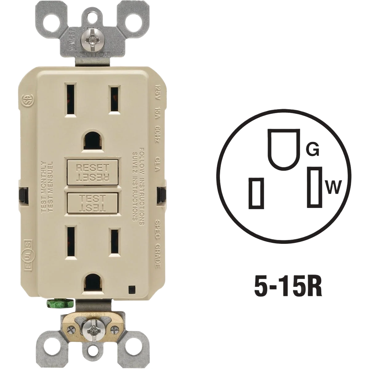 Fine Crafted Leviton SmartlockPro Self-Test Ivory Rounded GFCI Outlet 3-Pack Sustainable