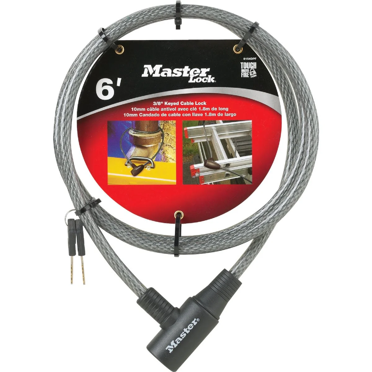 Premium Master Lock 6 Ft. x 3 8 Integrated Keyed Cable Lock Easy-to-Use