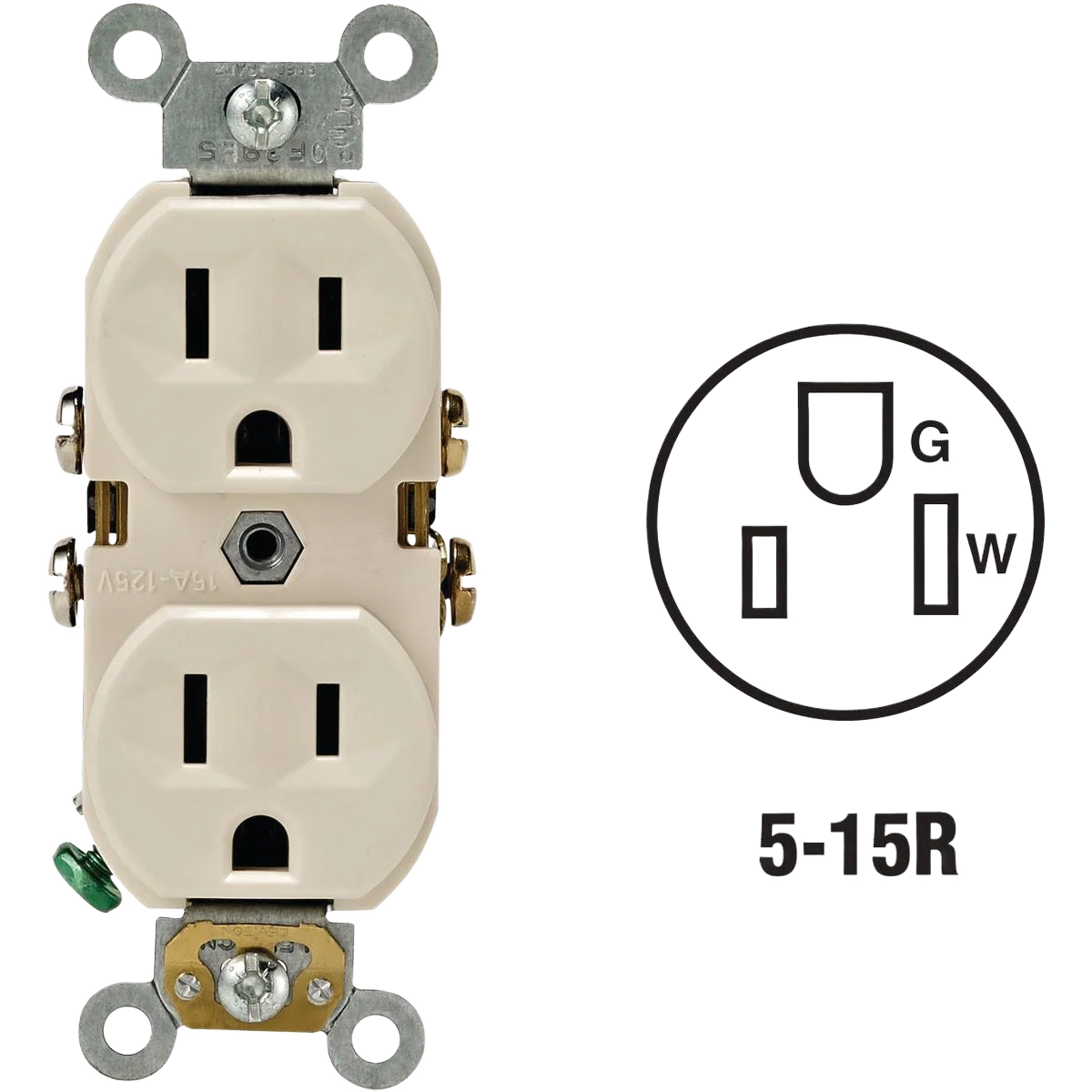 Modern Leviton 15 Amp Light Almond Commercial Grade Duplex Outlet Elegant