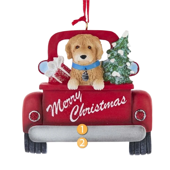 Flexible Kurt S. Adler Personalized Merry Christmas Labradoodle In Red Truck Ornament Relaxed