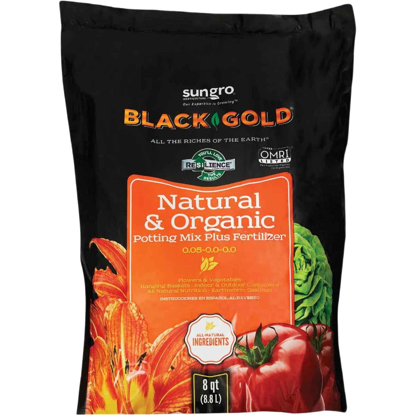 Official Black Gold All Purpose Natural and Organic Potting Soil 8 lb. Fast